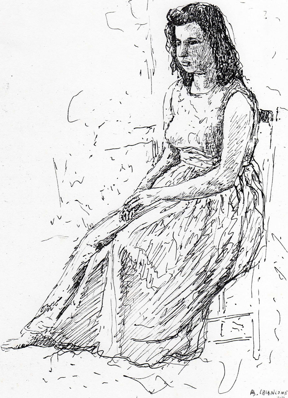 Figura seduta, 1939, china su carta, mm 298x223, Latina, Galleria Civica d’Arte Moderna e Contemporanea
